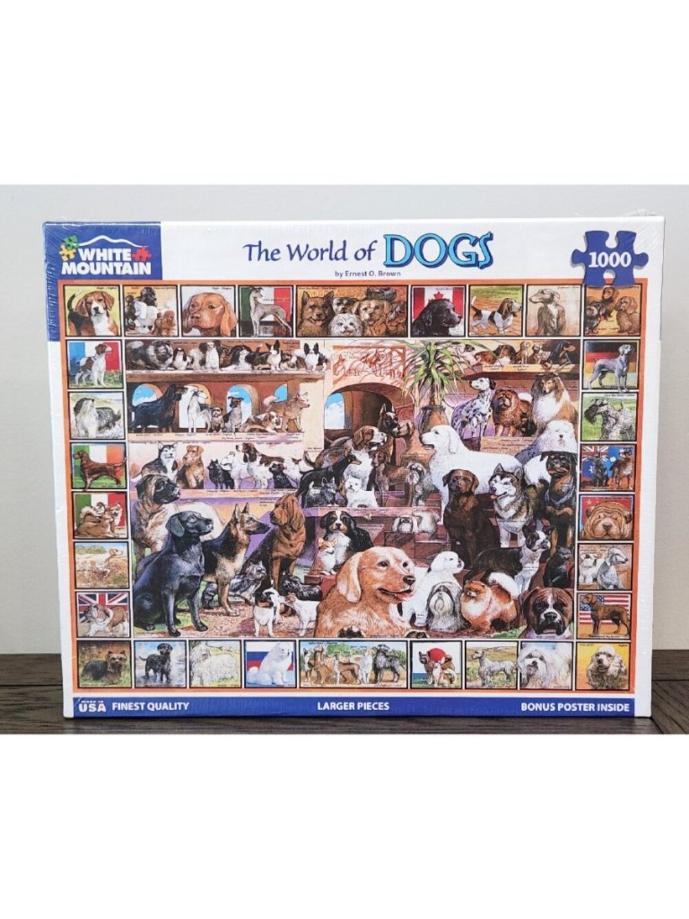 White Mountain World Of Dogs 1000 Piece Jigsaw Puzzle New Sealed 24x30 Poster